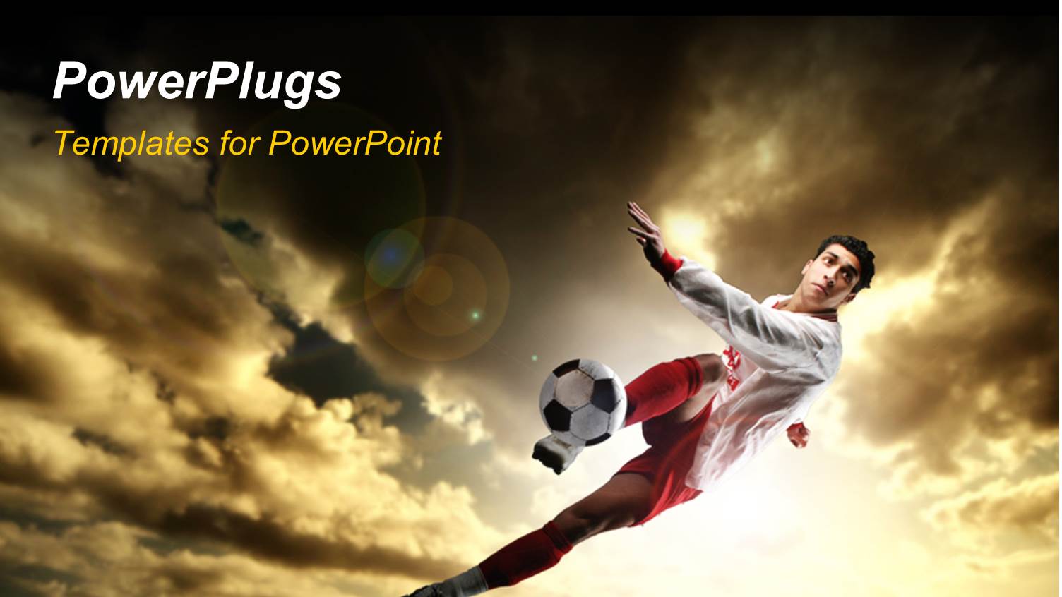 a Uniformed Football Player Kicking a Soccer Ball Mid-air