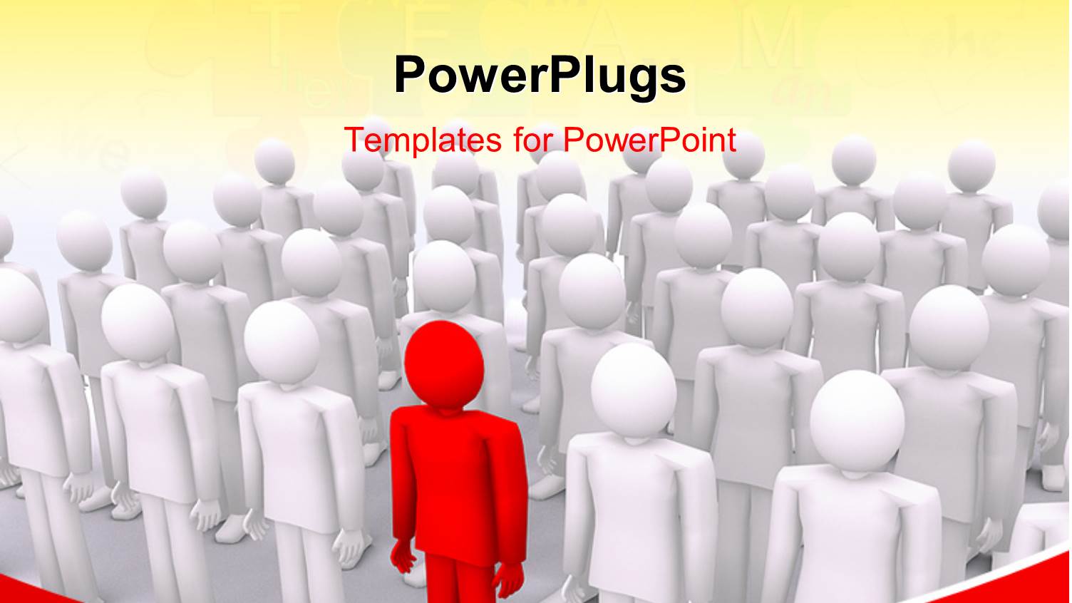 Unique 3D Man Colored Red among a Crowd of White People 