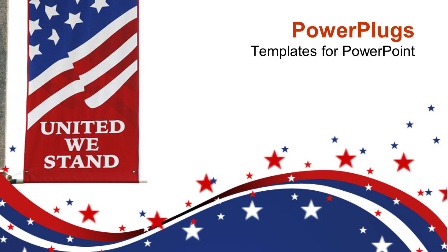 United States of America Flag on Pole with United we Stand Motto Printed on the Flag on us Stars and Colors on White