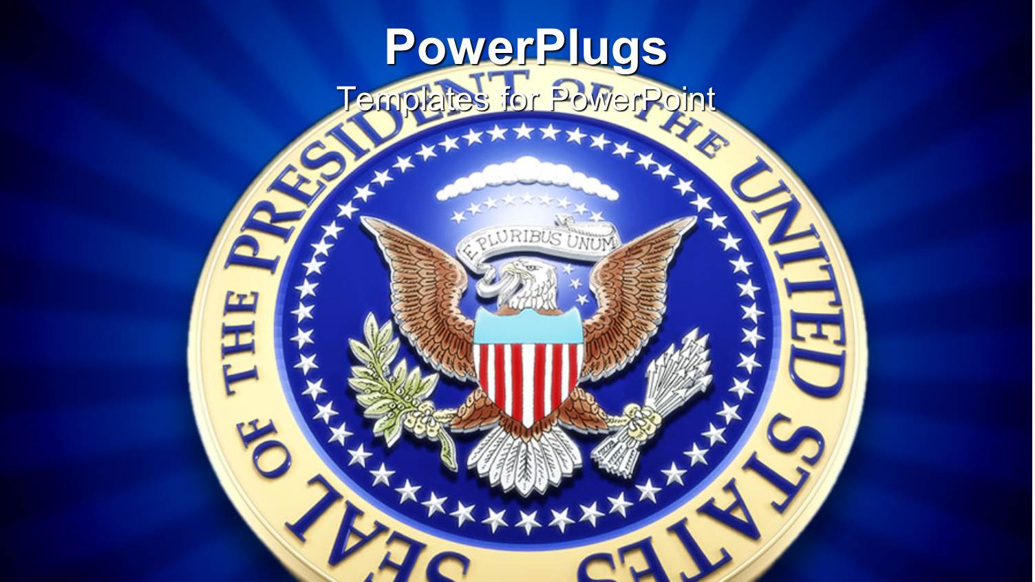 United States Presidential Seal in 3D on Blue Background