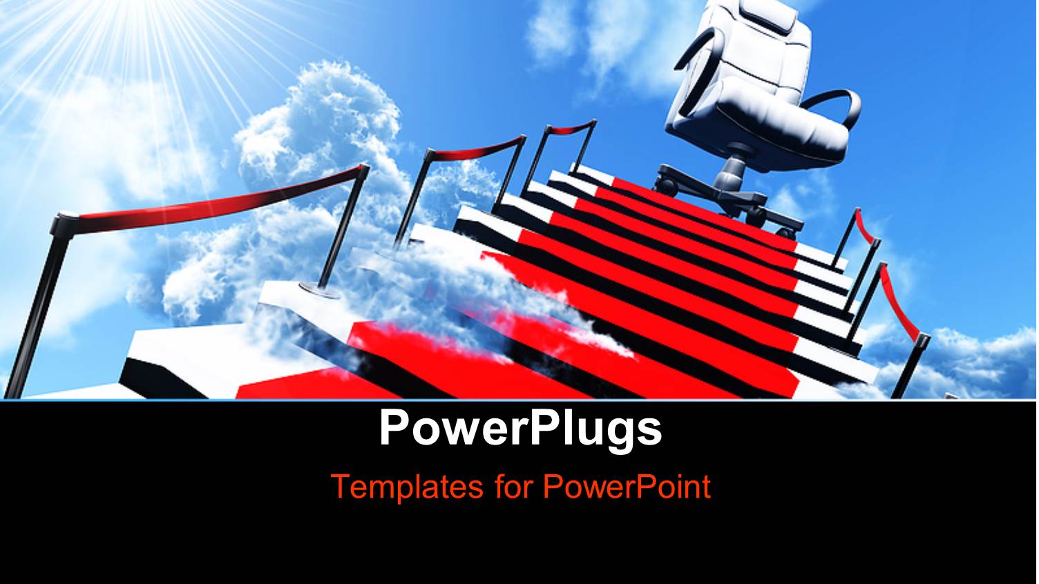 Upwards Stairs and Modern Armchair in the End with Sun Shining in Sky