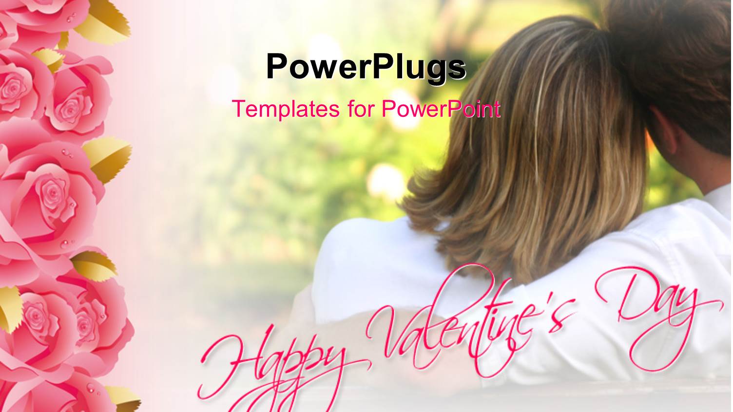 Valentine Depiction with Couple Having Fun in Park with Pink Roses