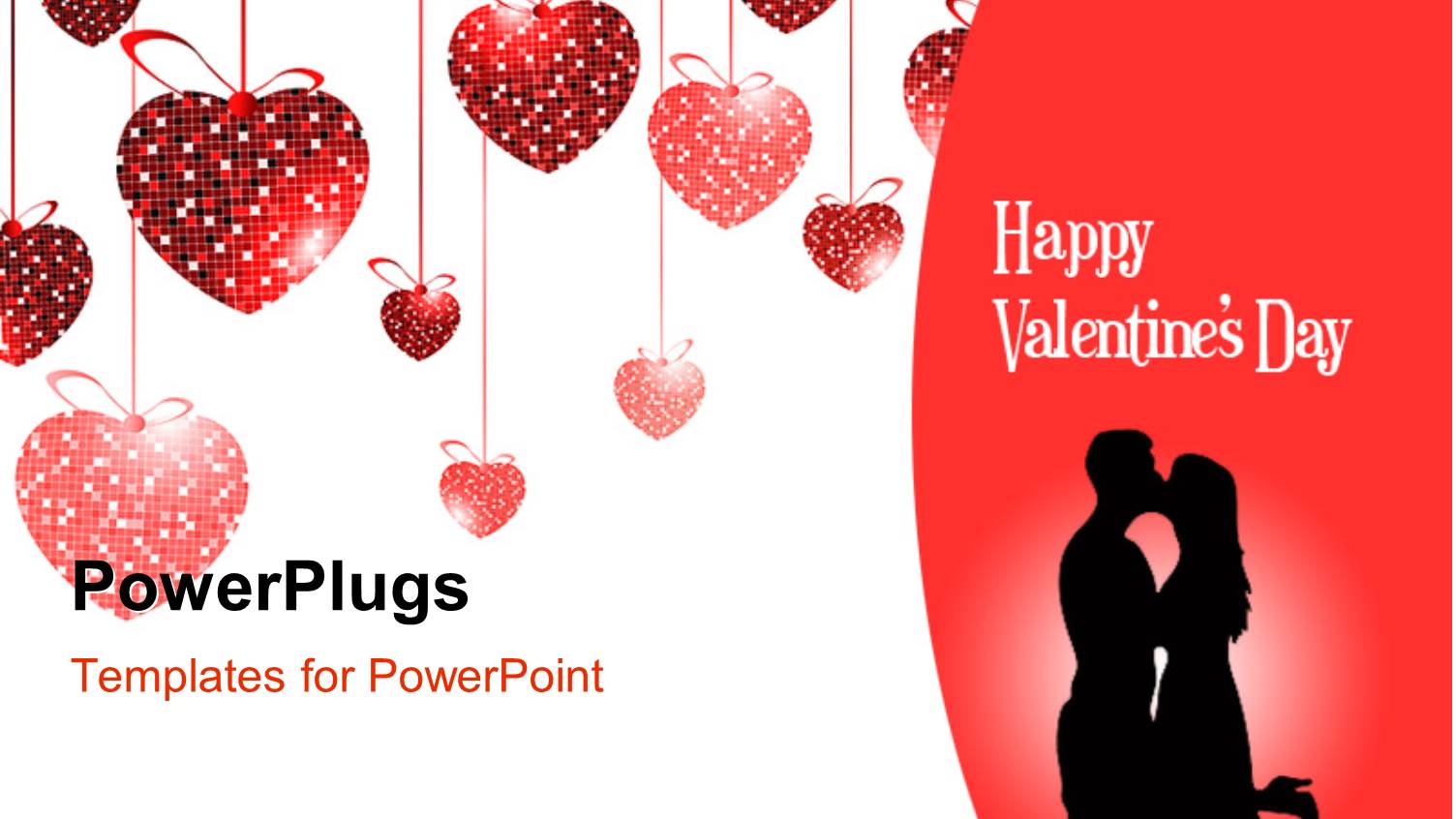 Valentine Depiction with Love Shaped Ornaments and Couple Kissing