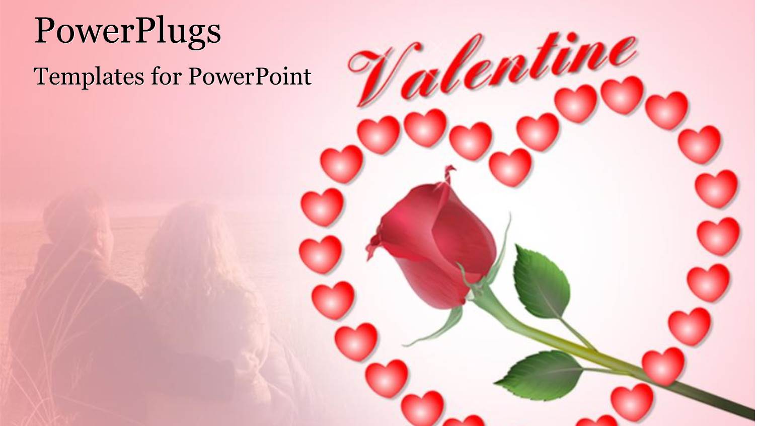 Valentine Depiction with Rose Flower and Heart Shaped Symbols