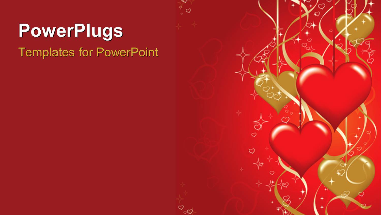 Valentines Background with Hearts Shapes Hanging in Red and Golden