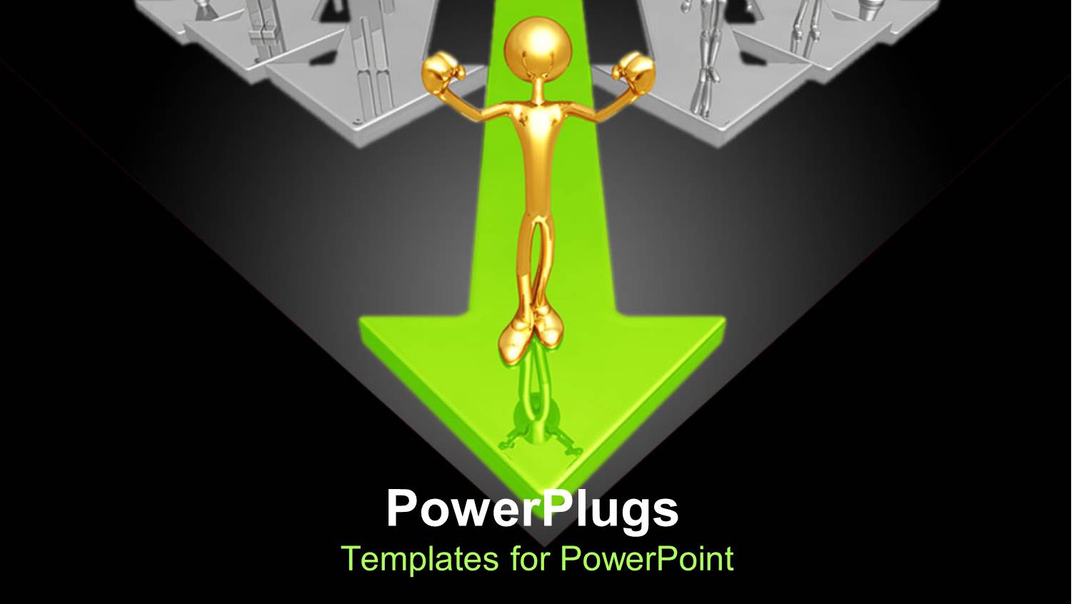 Various 3D Figures Standing on Arrows Representing the Concept of Leadership