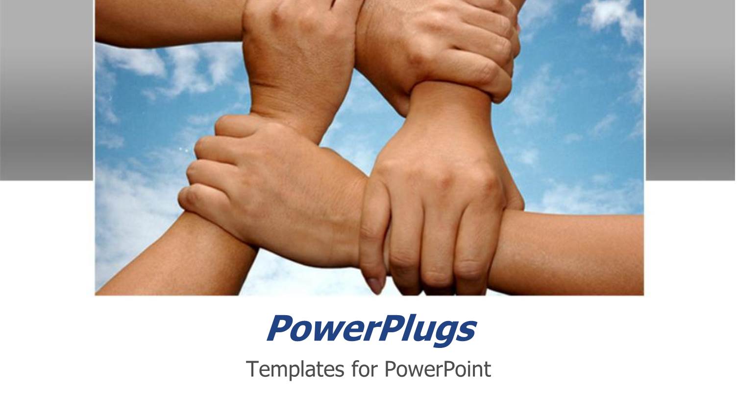 Various Hands Holding Each other to Show Solidarity with Clouds in the Background