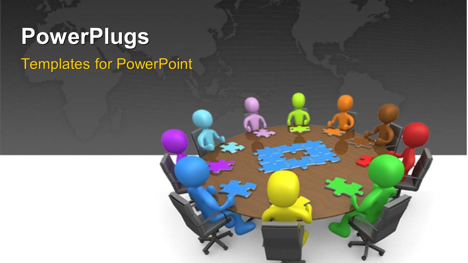 Various People Sitting at a Round Table with Puzzle Pieces in Front