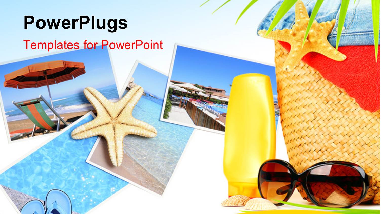 Various Pictures of the Beaches with Bluish Background