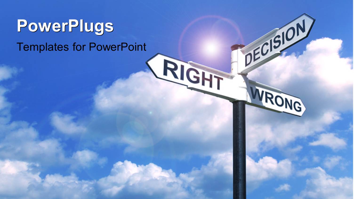 Various Signs with Clouds in Background