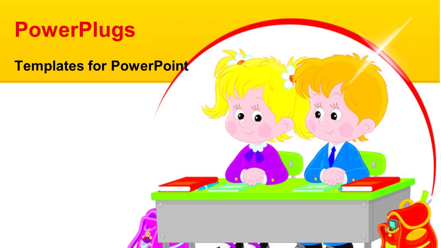 Vector Drawing of an Elementary School Students Sitting at a Desk in a Class