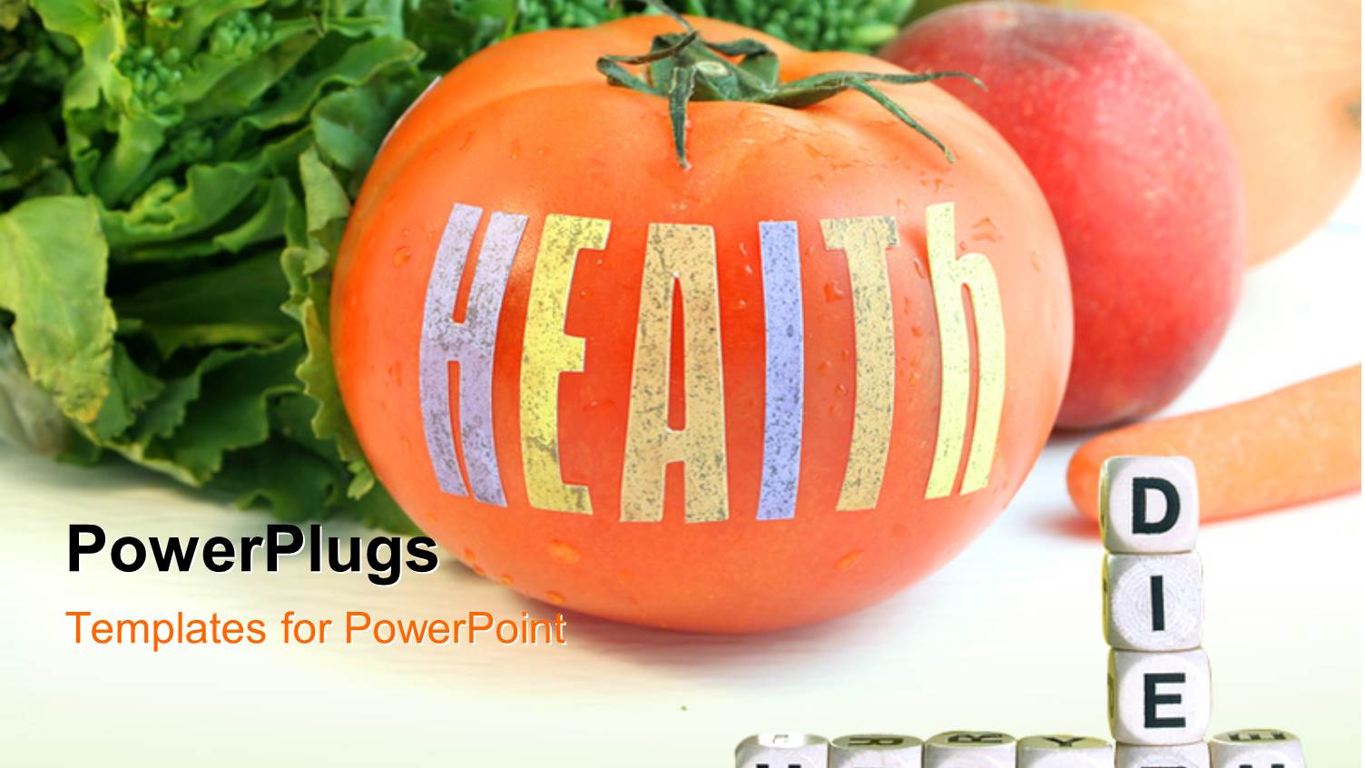 some Vegetables with Text which Spell Out the Words 