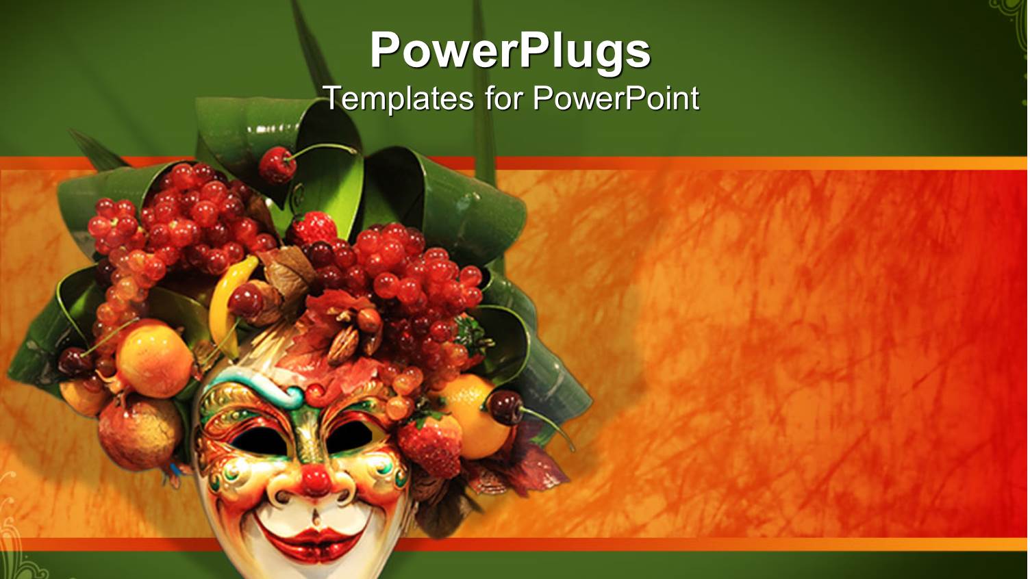 Venetian Mask Carnival Mask with Various Colorful Fruits and Green Leaves