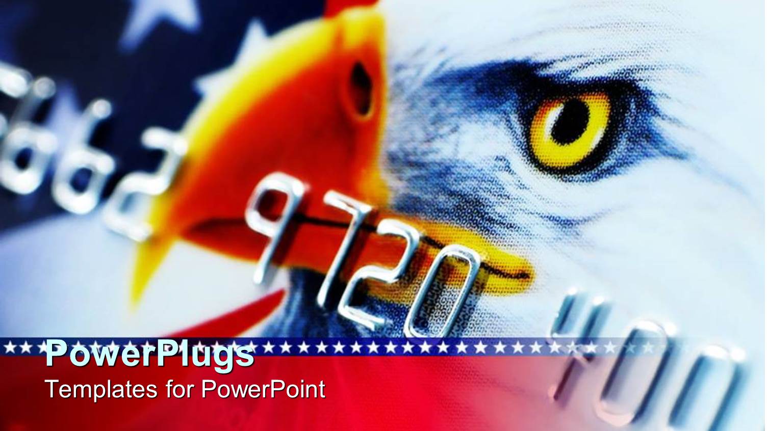 View of a Credit Card with an Eagle and American Flag on it