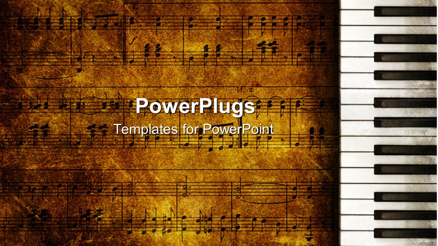 Vintage Looking Music Themed Background with Old Music Sheets and Piano Keyboard