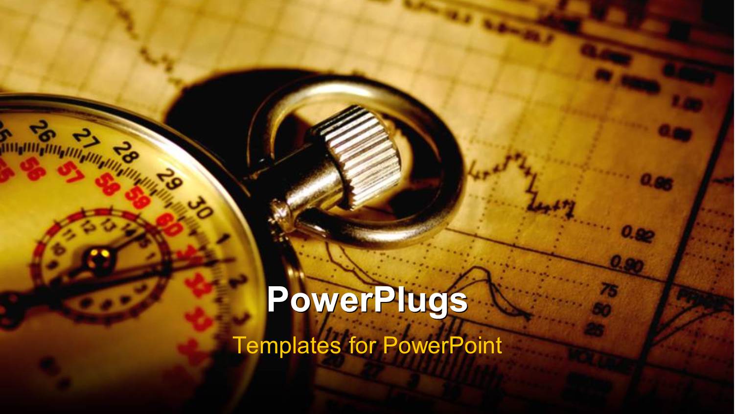 Vintage Stop Watch Laying on Stock Market Charts 