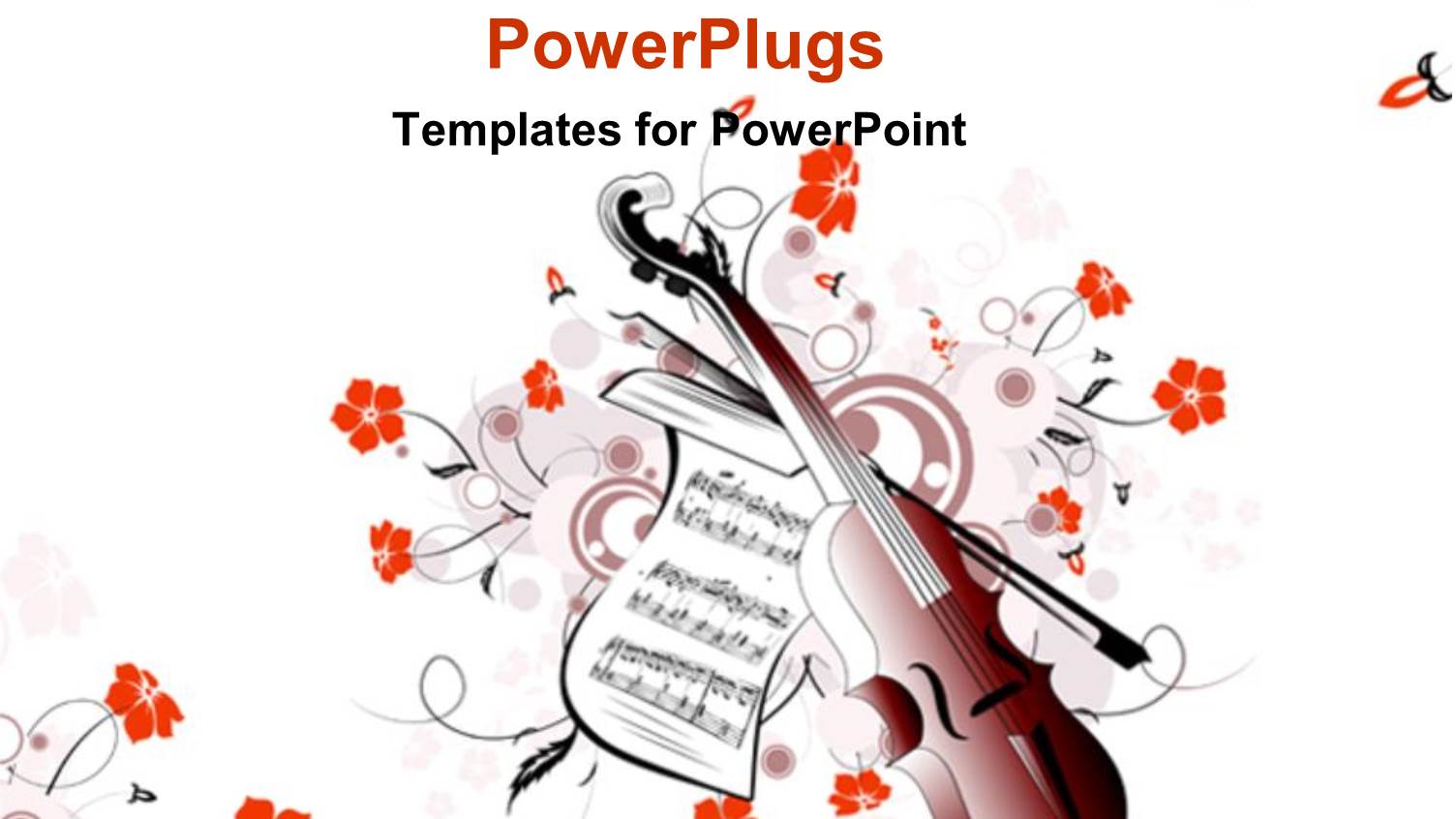 Violin and Bow Next to Sheet Music with Flowery Background