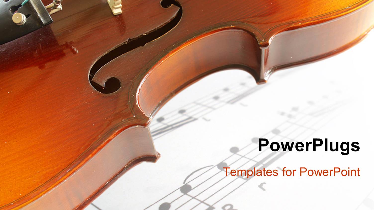 Close-up of Violin Sitting on Musical Notes in Background