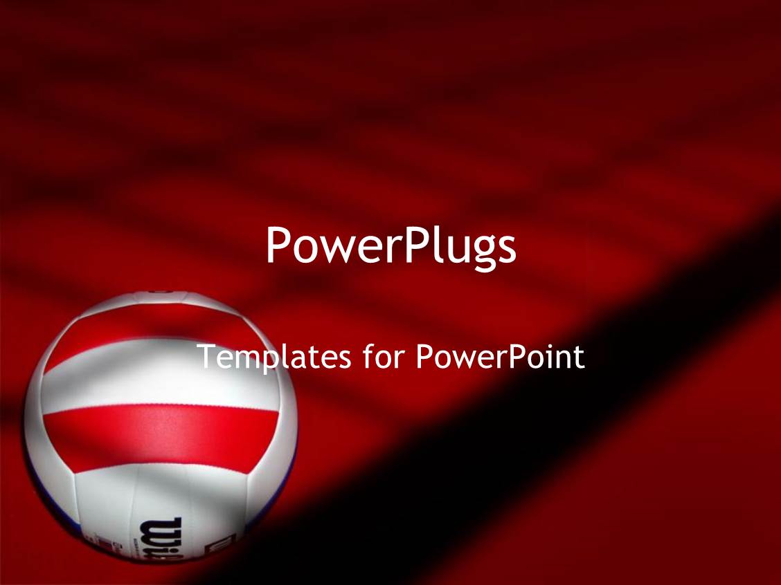 PowerPoint Template volleyball on red and black background, white with