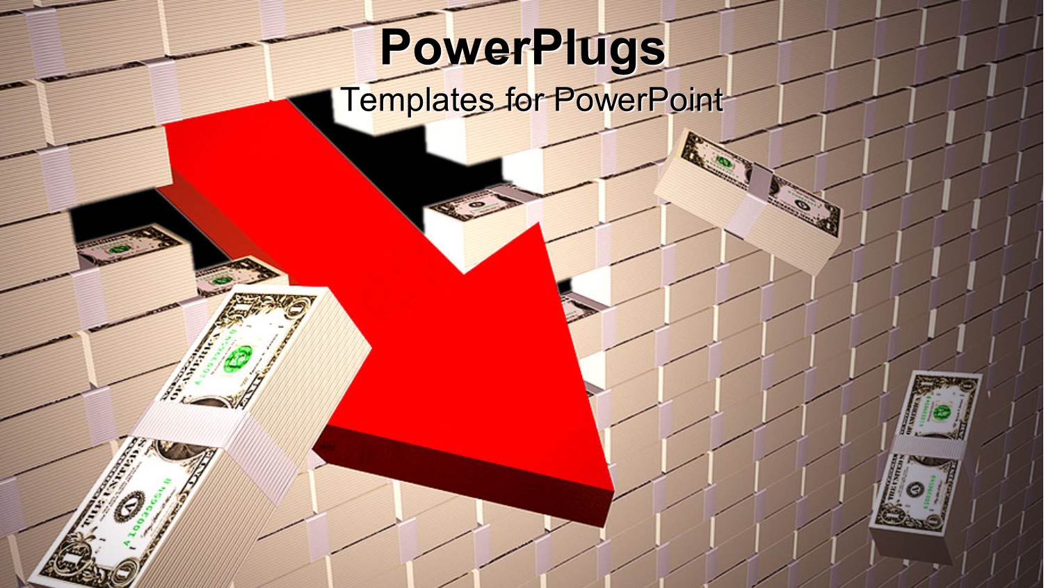 Wall Built with Stacks of Dollar Bill as Bricks Breaks