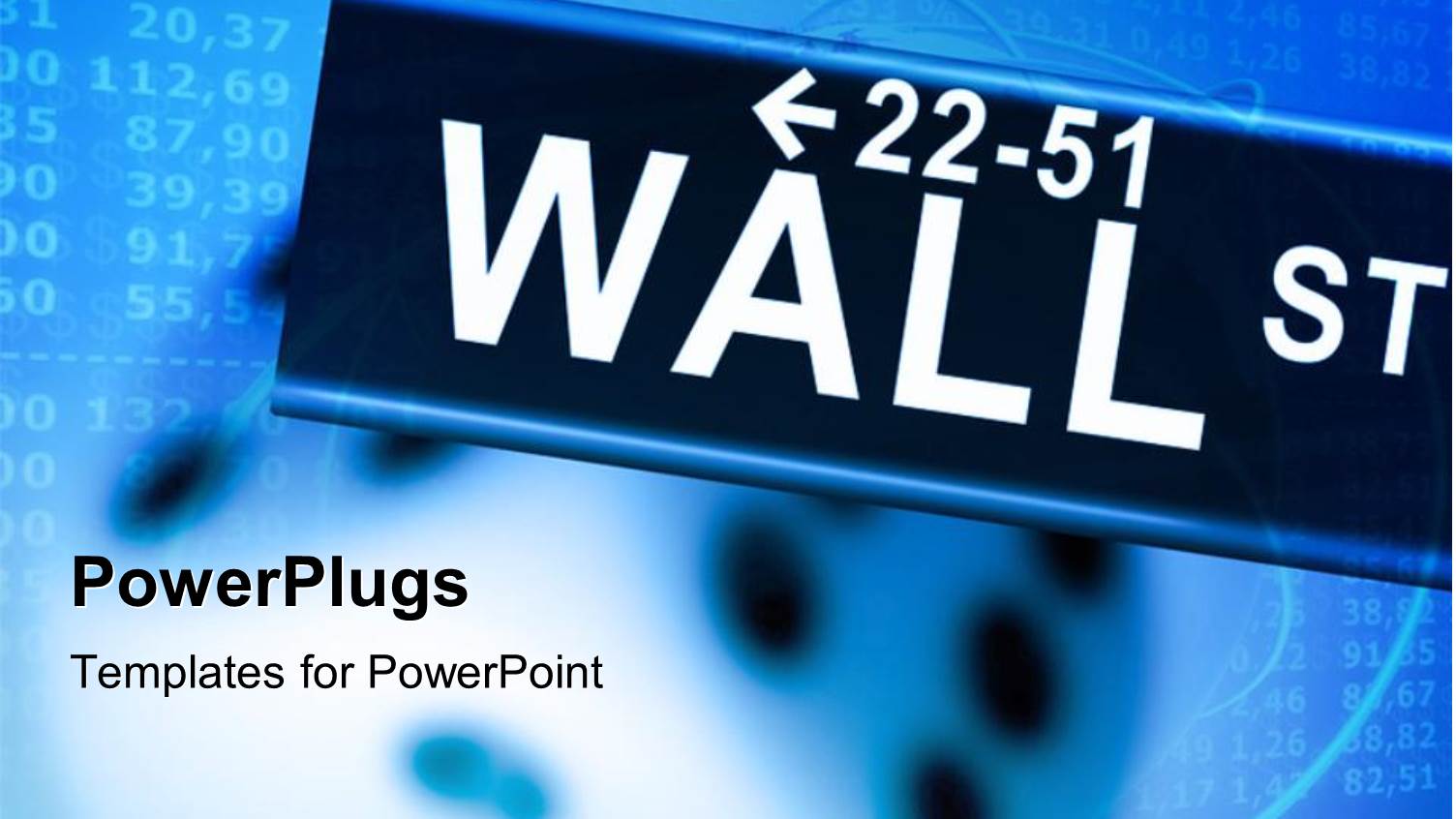 Wall Street Signpost Over Financial Document in Blue Background