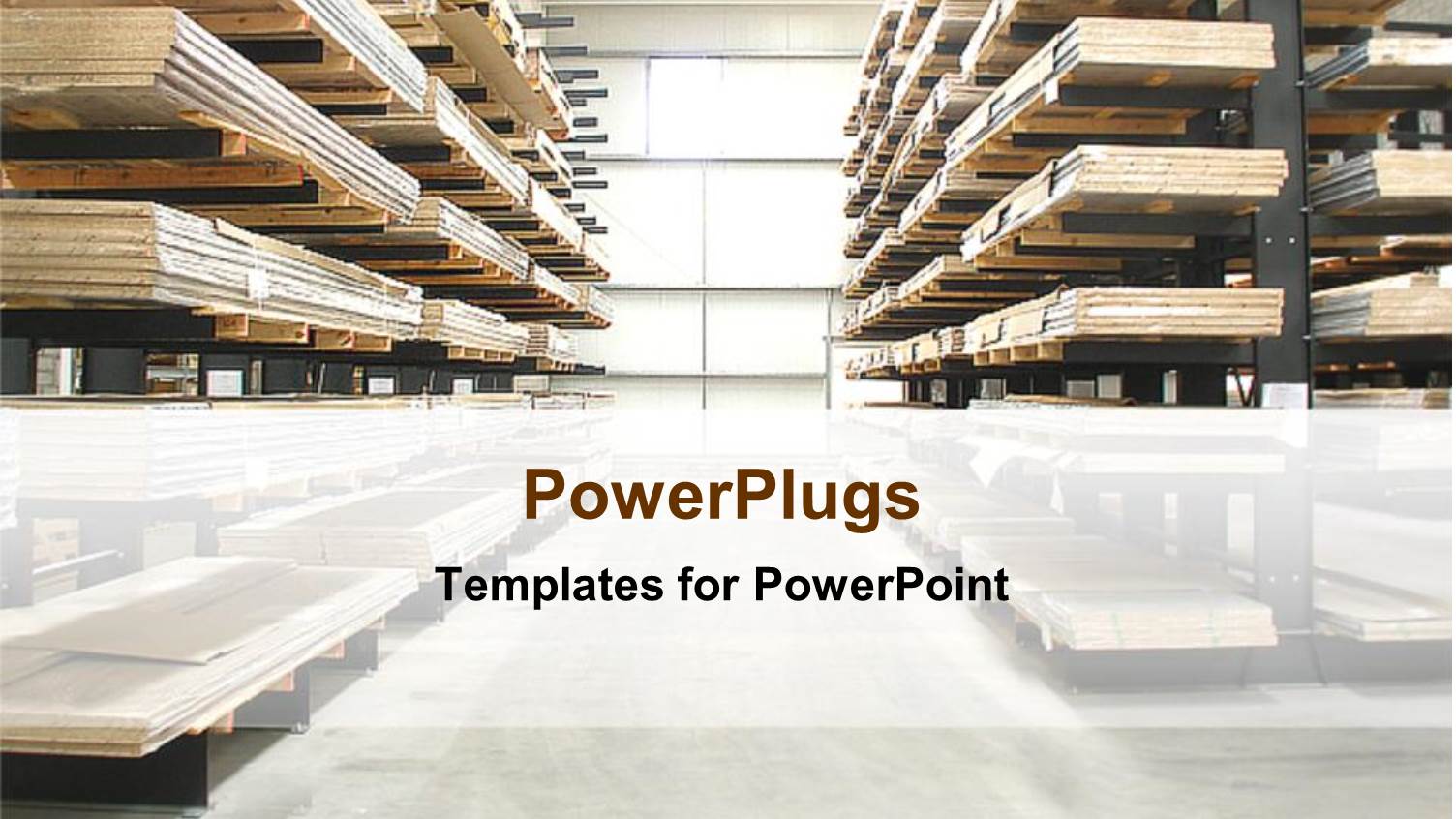 Warehouse with Wooden Stacked Shelves