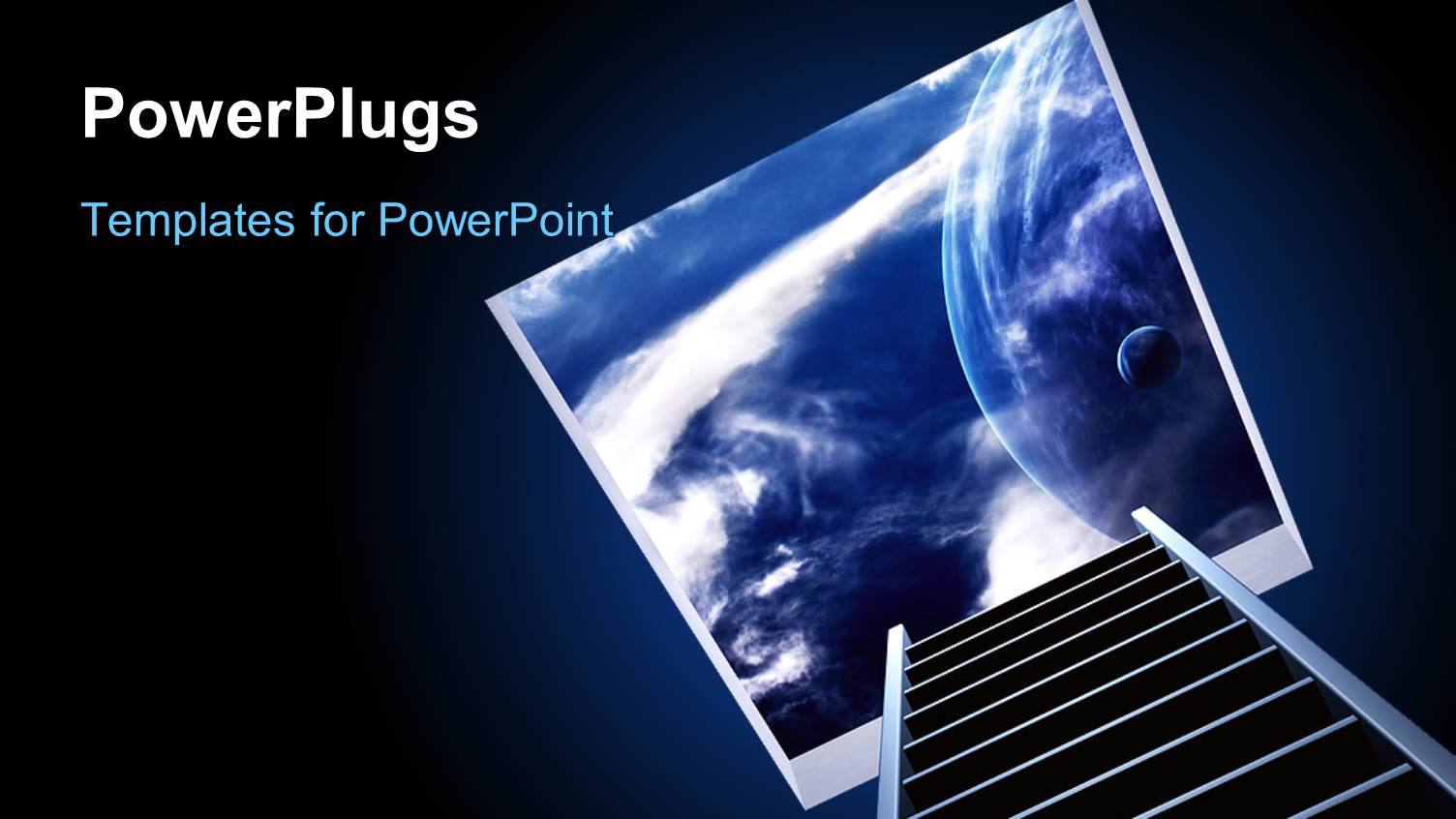 a Screen with a Ladder and Bluish Background