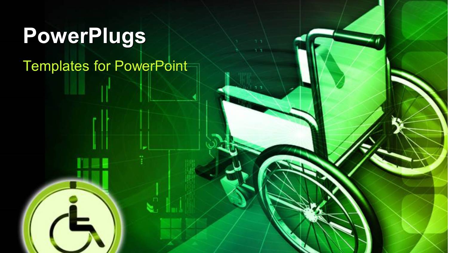 Wheel Chair in Green Color Background