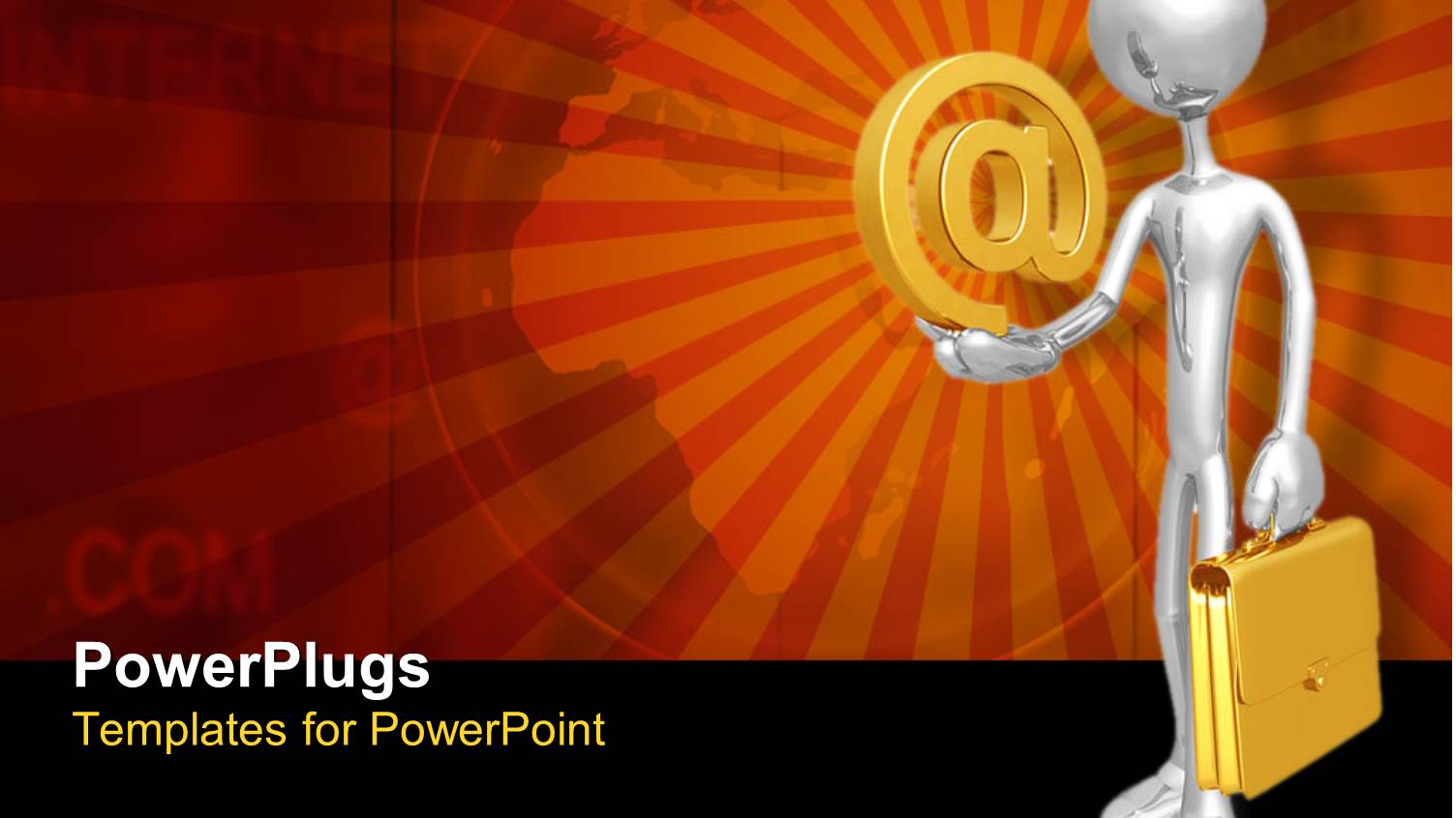 a White 3D Character Holding a Briefcase and an @ Symbol