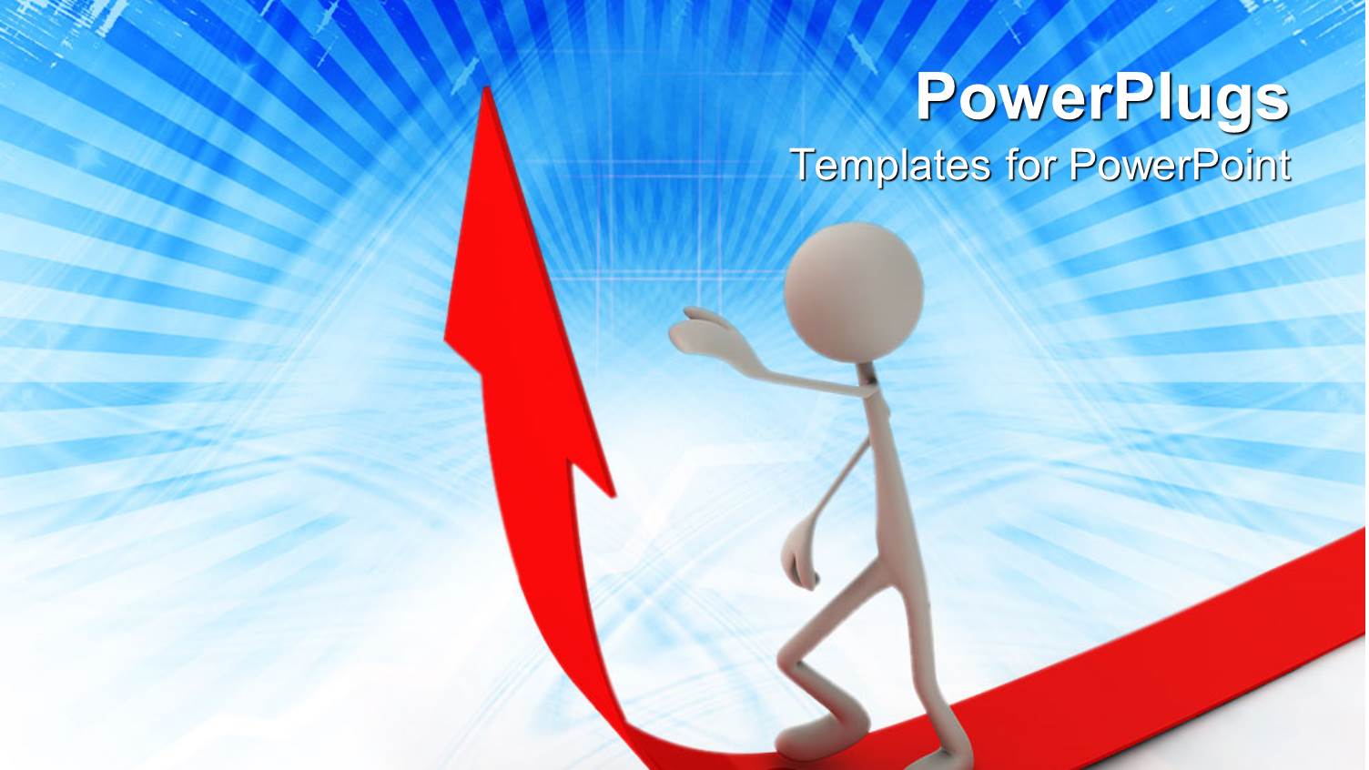 White 3D Figure Walking Majestically on Red Arrow Leading in Upward Direction