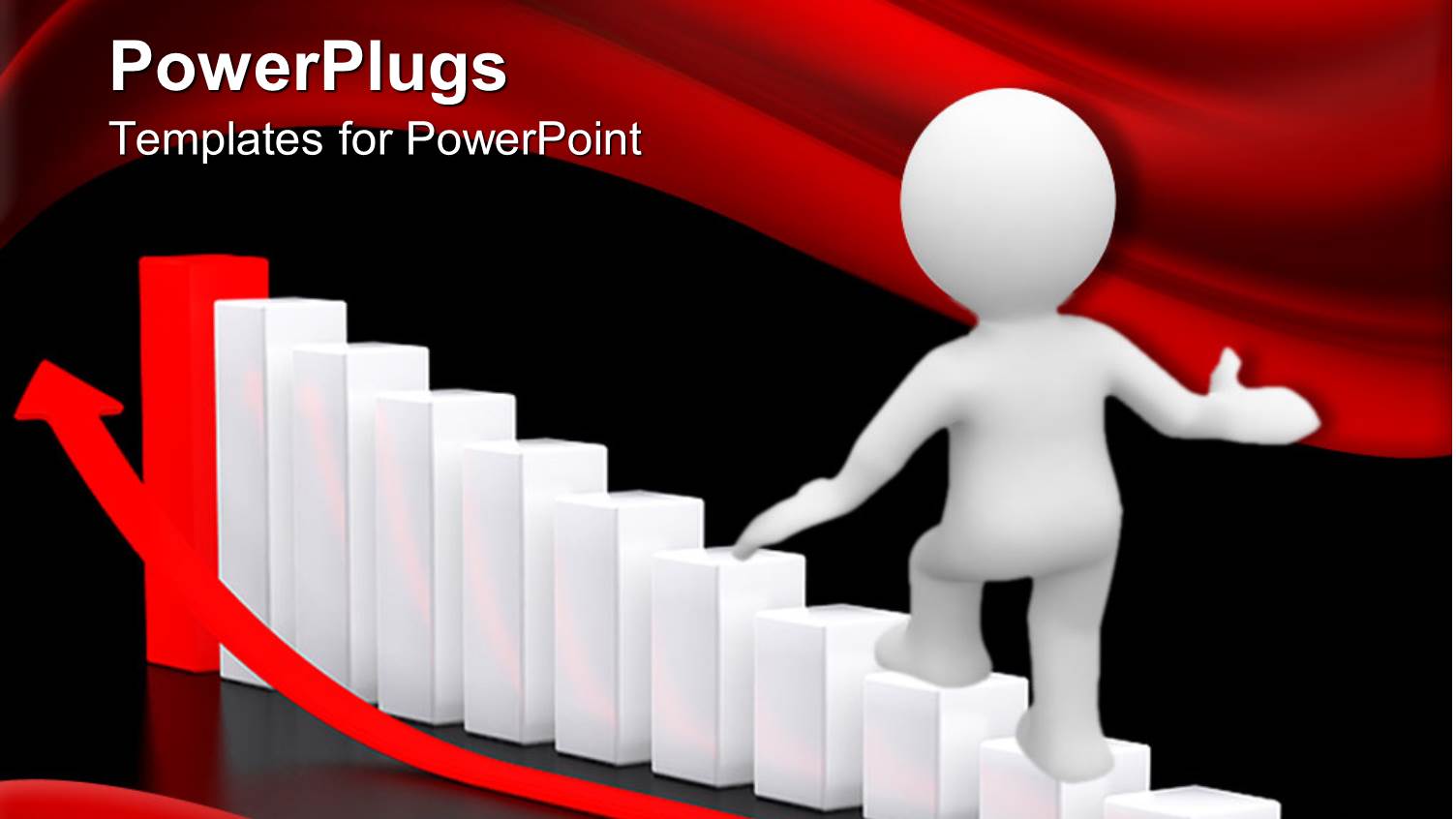 a White 3D Human Character Climbing White and Red Bars