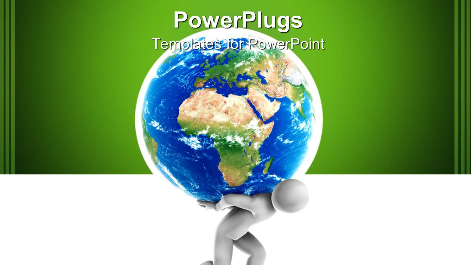 White 3D Man Carrying World Globe Earth on Back