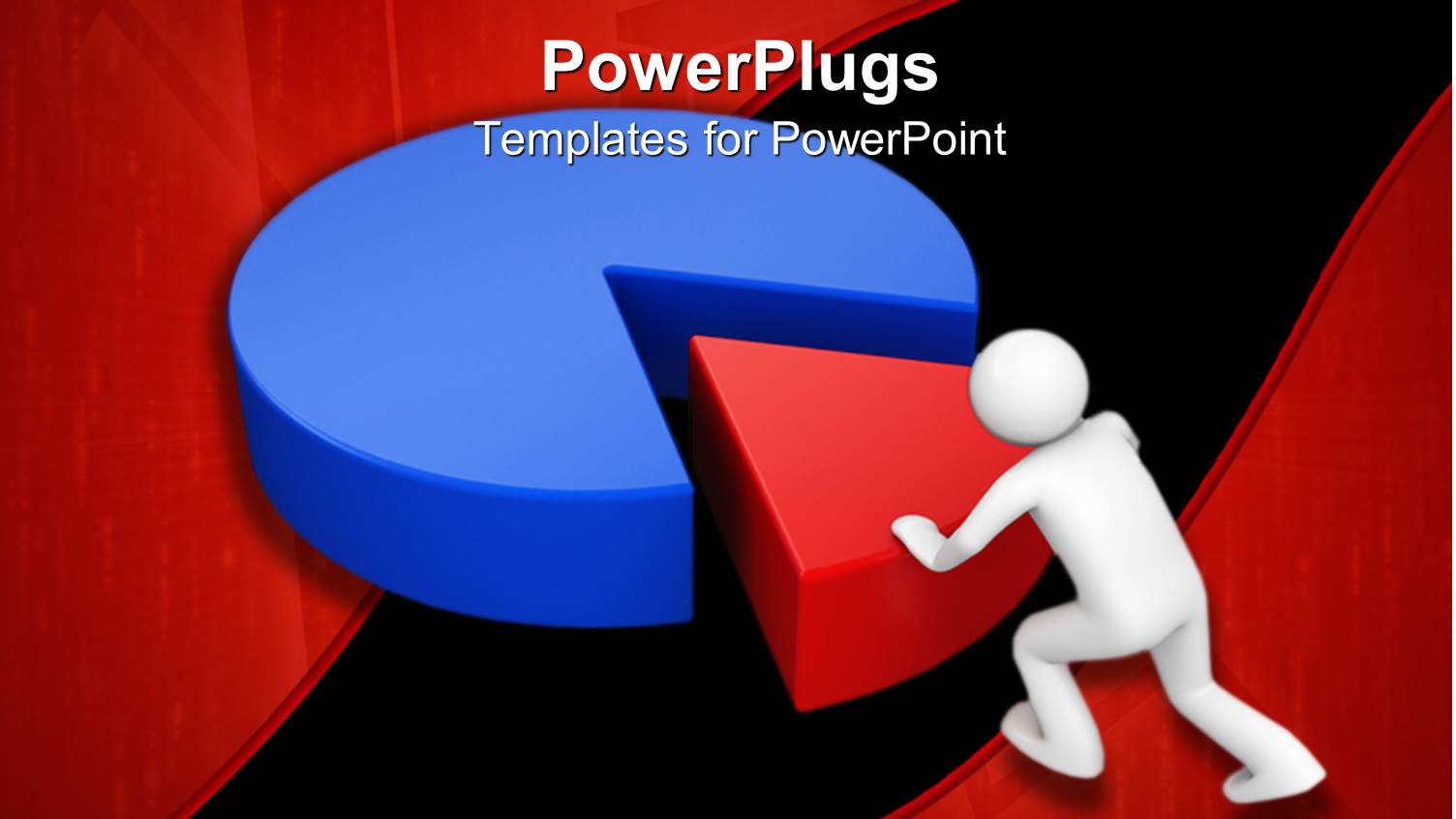 White 3D Man Pushing Red Missing Piece into Pie Chart