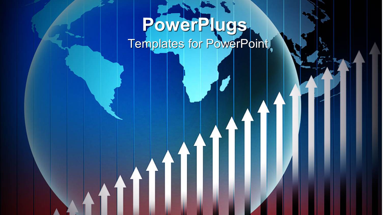 White Arrows Pointing Upwards with World Map in Background and Round Transparent Globe