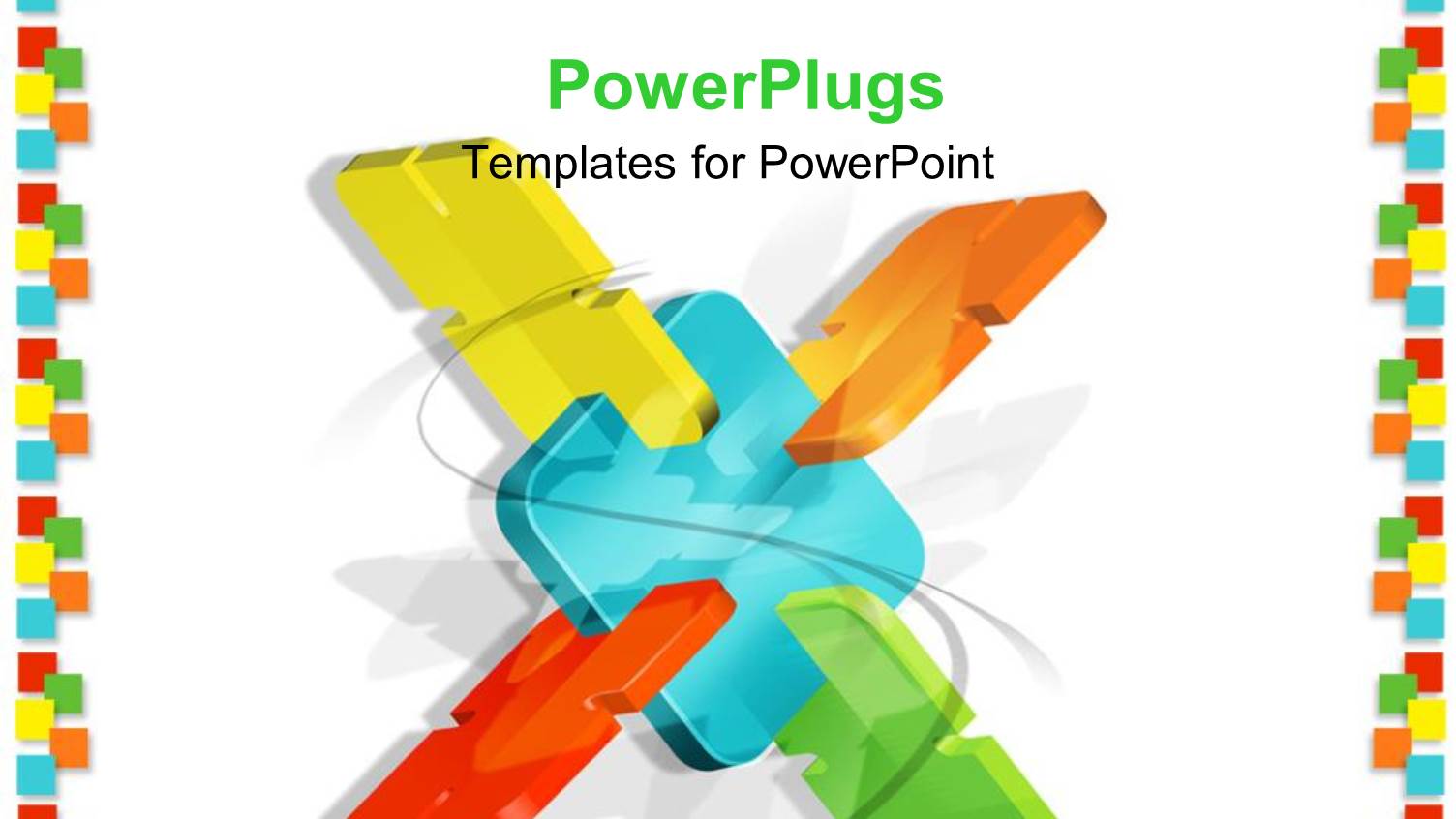 White Background with Abstract Power Plugs of Different Colors Connected