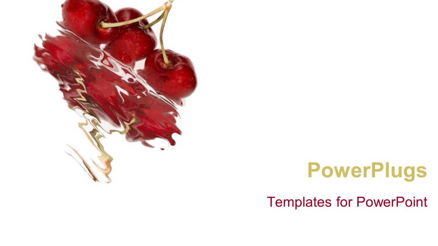 White Background with Cherries and Reflection in Water