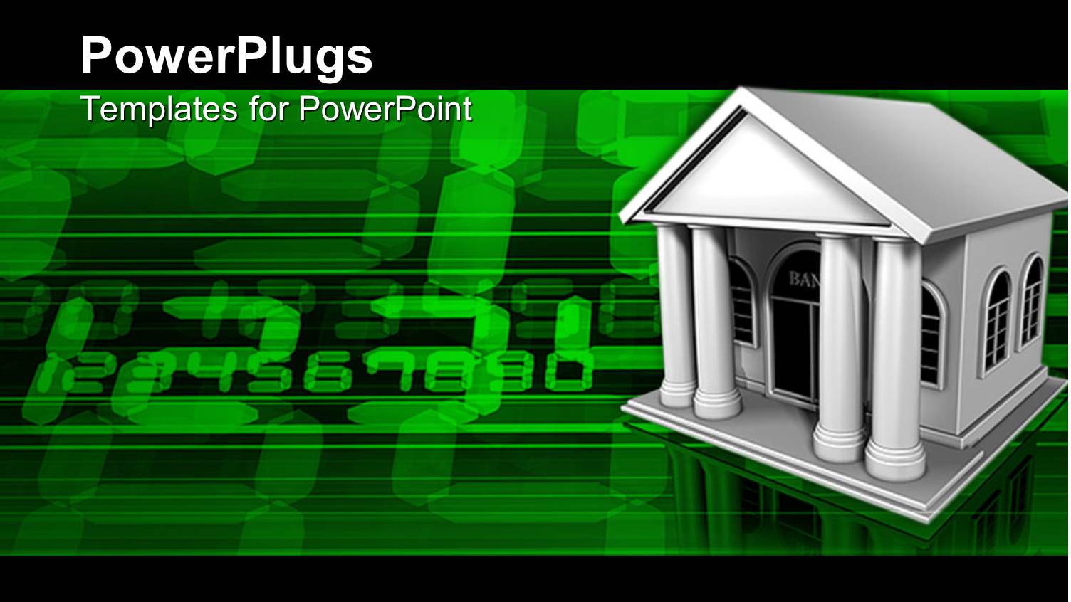 White Bank Building on Green Computer Screen