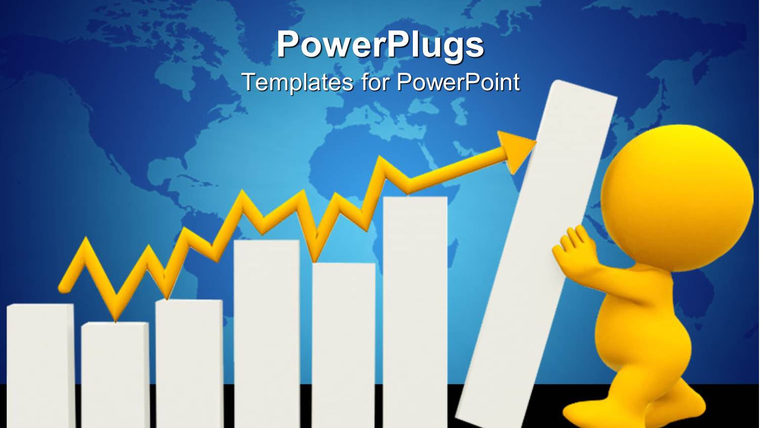 White Bar Charts Being Held by a Yellow Human Figure