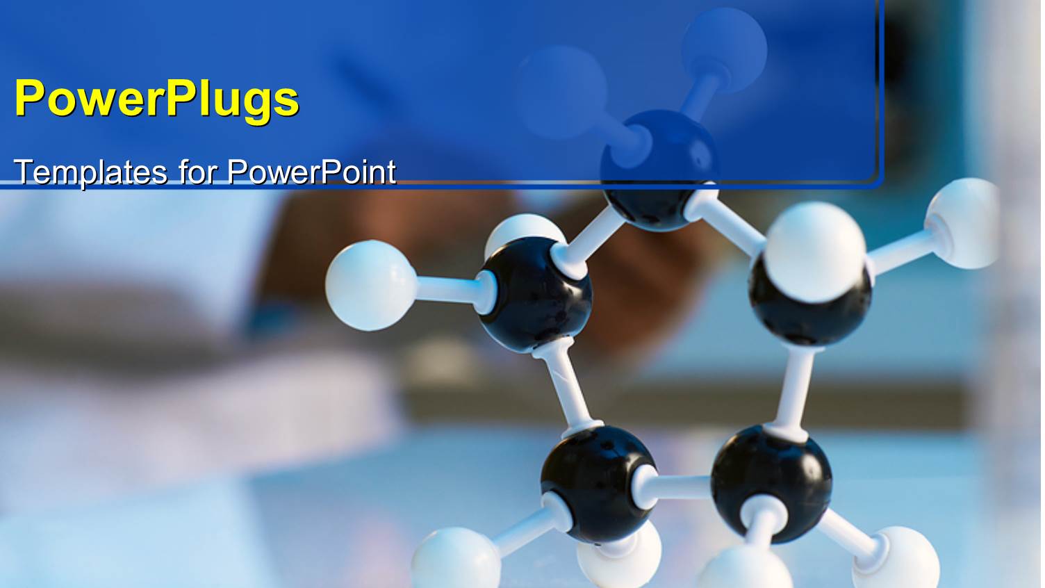 White and Black Molecular Model with Scientist in the Background