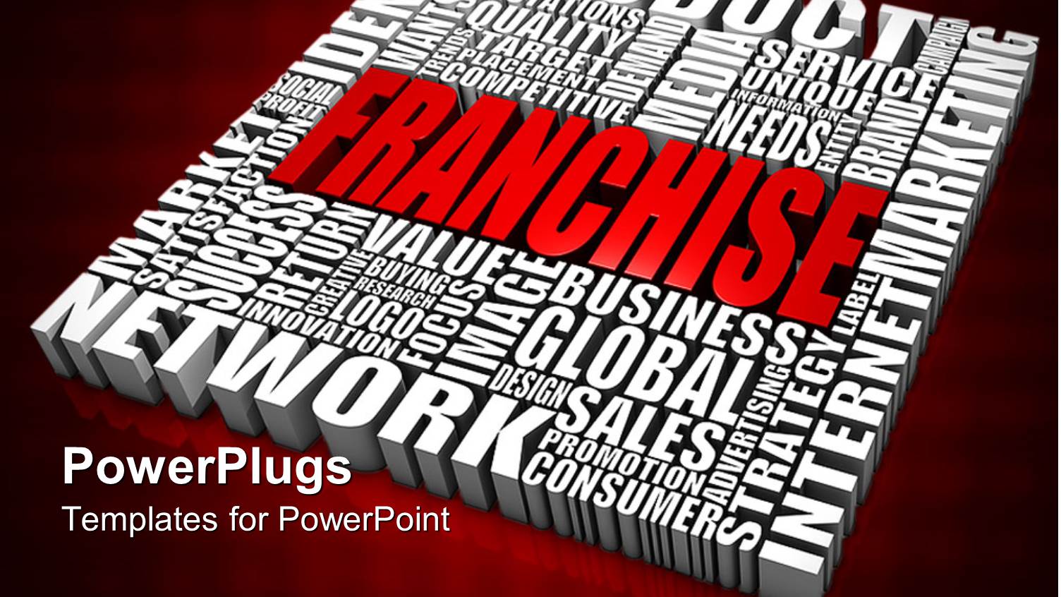 White Block of Business Words with FRANCHISE at Center in Red