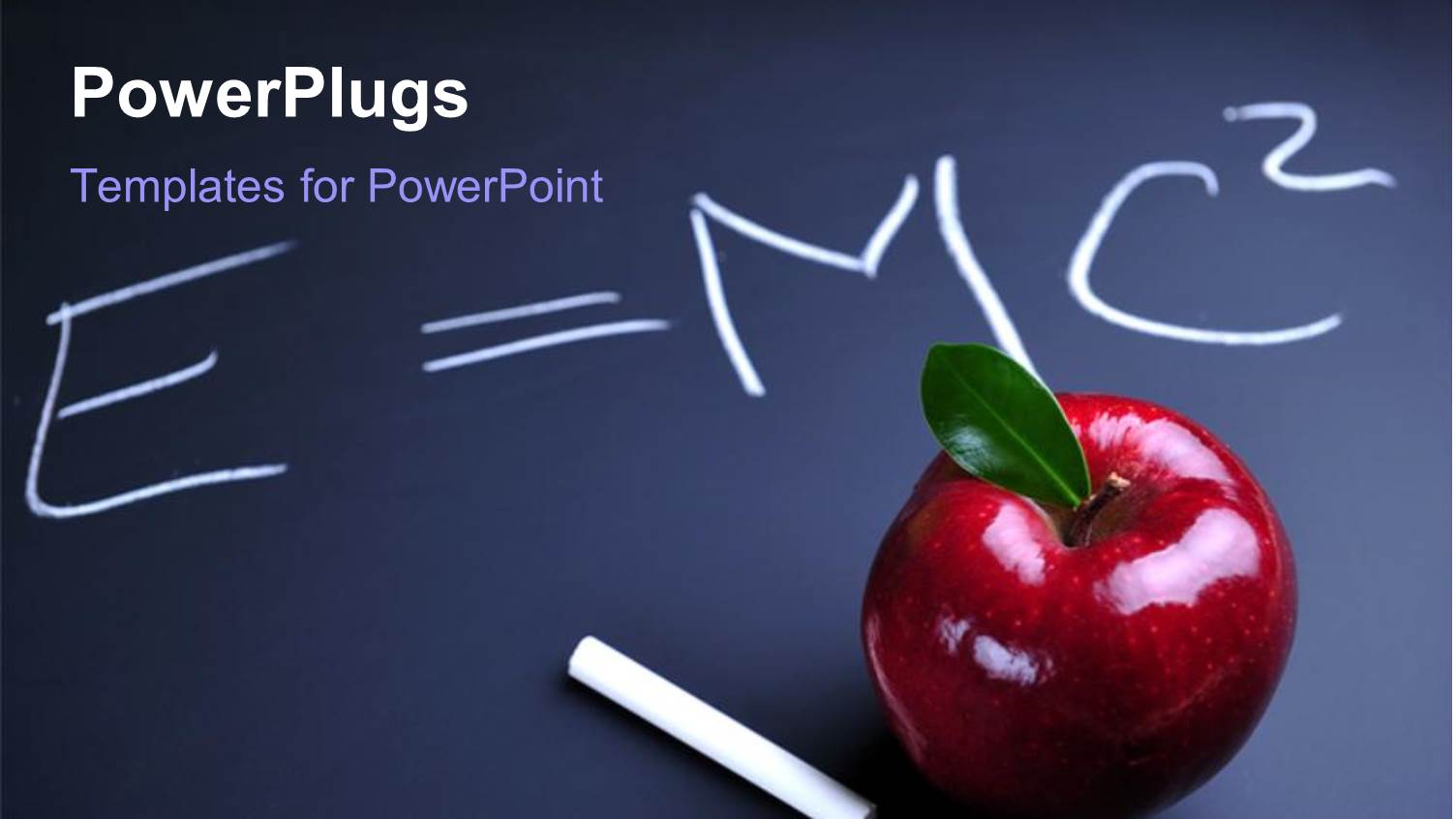 White Chalk and Red Apple with Einstein Relativity Equation on Blackboard