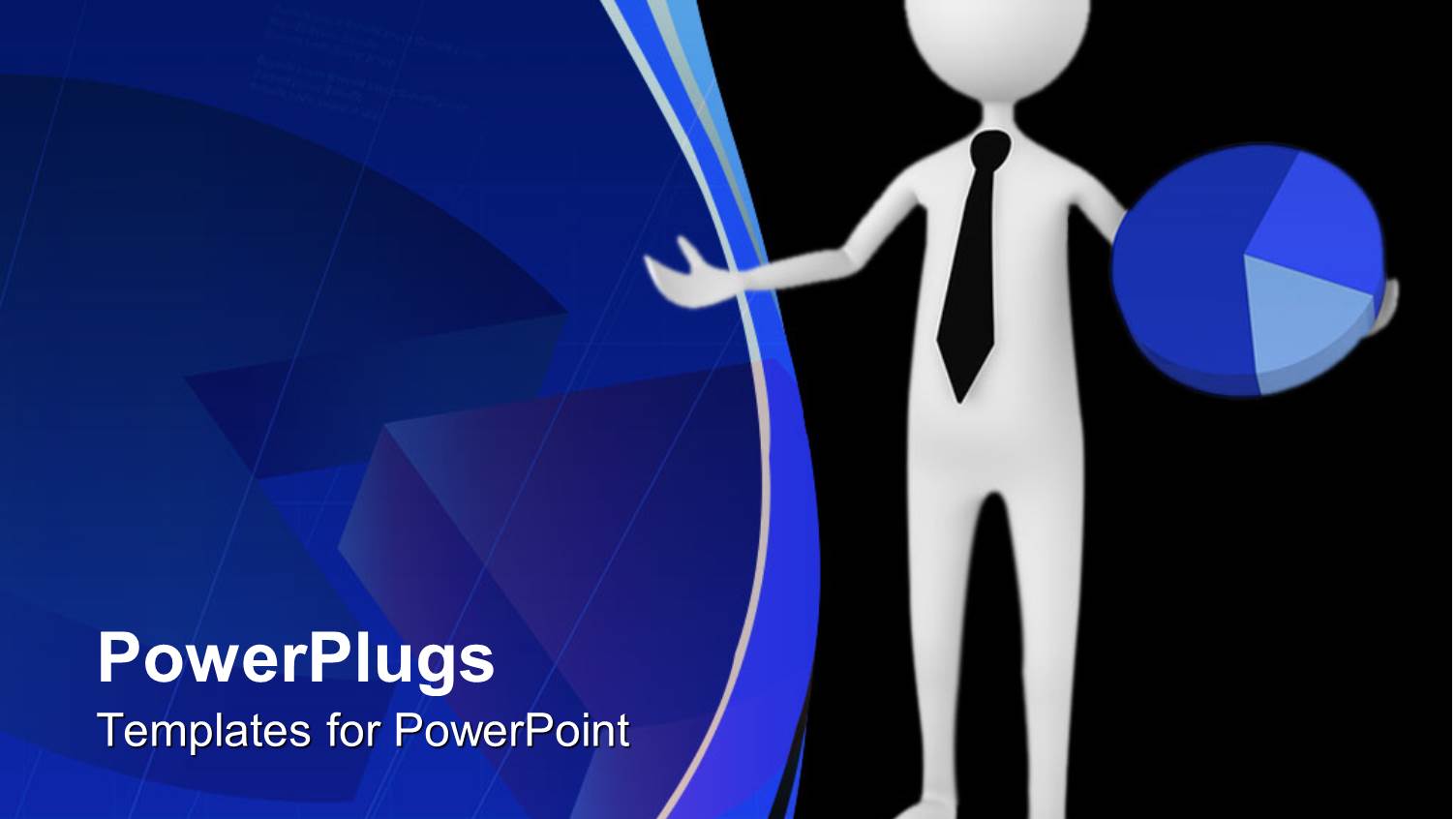 a White Character Holding a Blue Colored Pie Chart