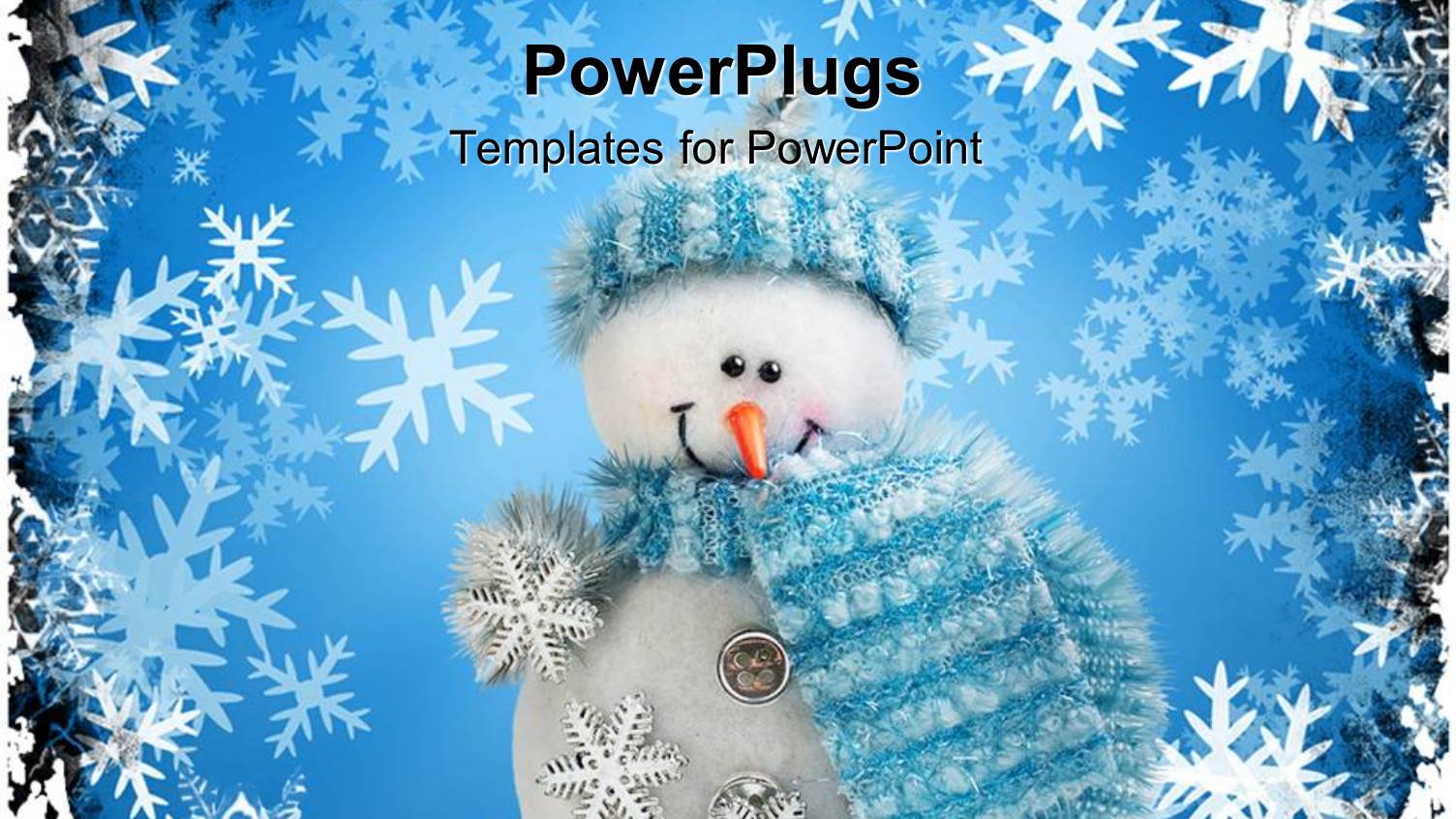 White Christmas Snow Man Wearing Blue Scarf and Cap