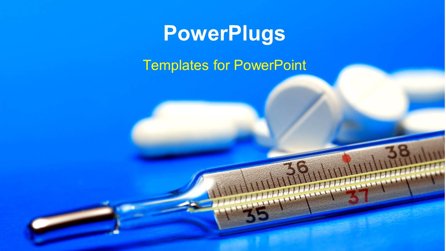 White Color Tablets and Clinical Thermometer Lying on Blue Color