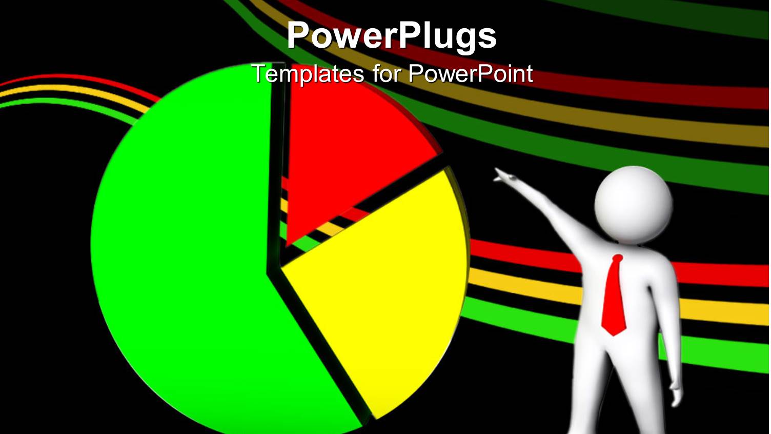 a White Colored 3D Human Character Pointing to a Pie Chart