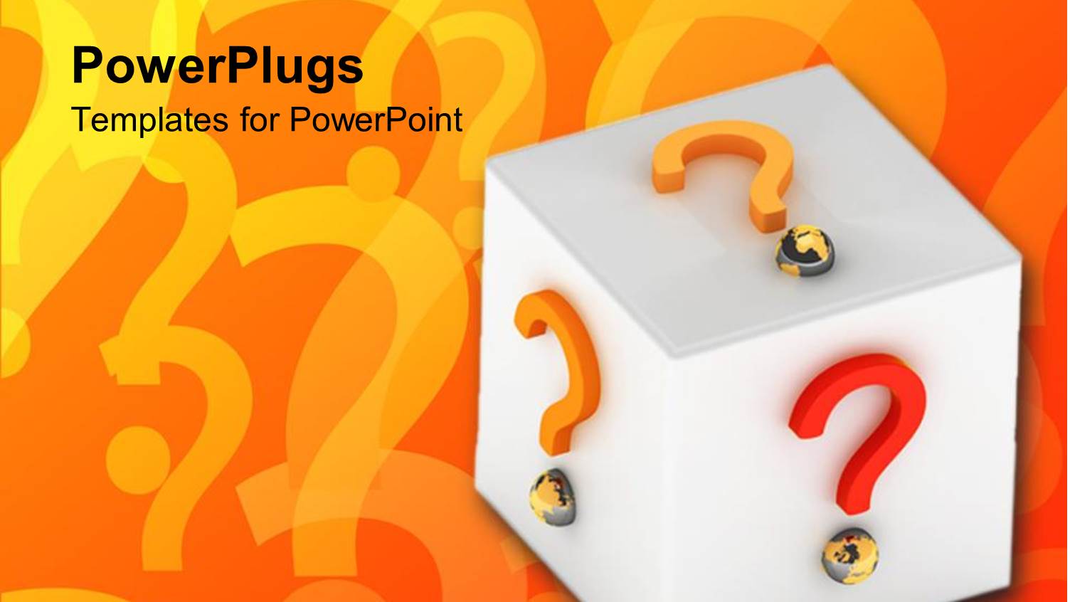 White Cube with Colored 3D Question Mark Sign on Sides