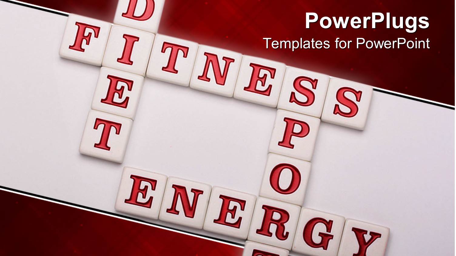 White Cubes with Letters Making Crossword Written Sport, Fitness, Energy and Diet