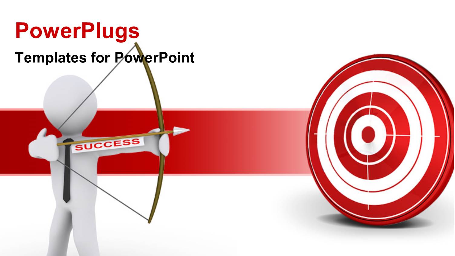 White Figure in Black Tie Aiming Success Arrow at Target