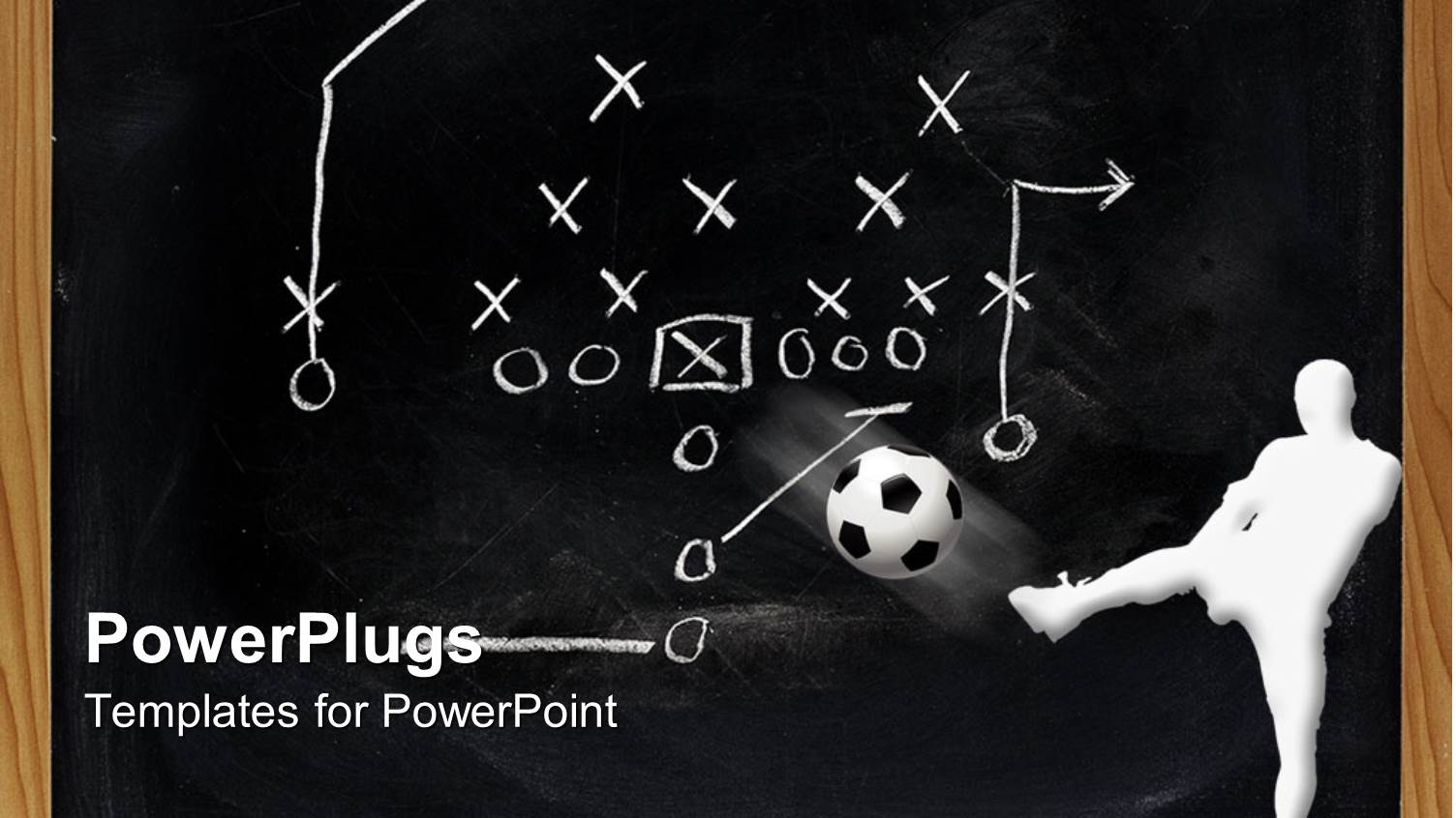 White Figure Kicking Ball in Front of Sports Play Diagram