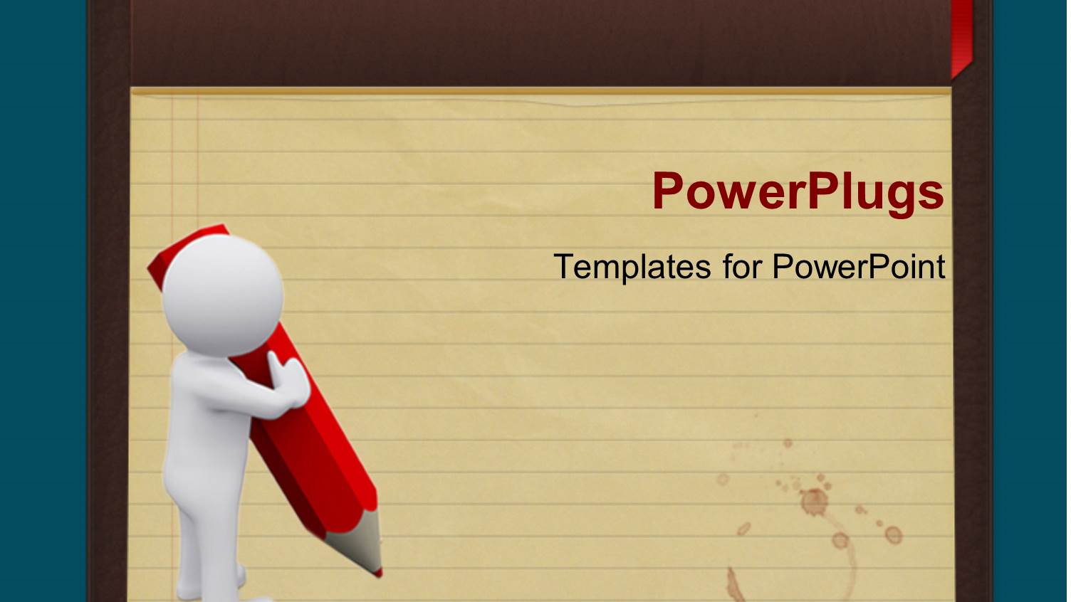 White Figure with large Red Pencil Standing on Lined Note Paper